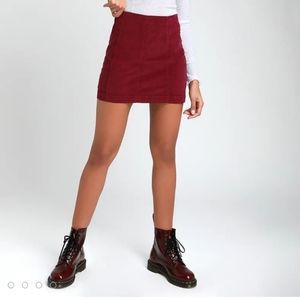Free People Modern Femme Wine Red Corduroy Skirt